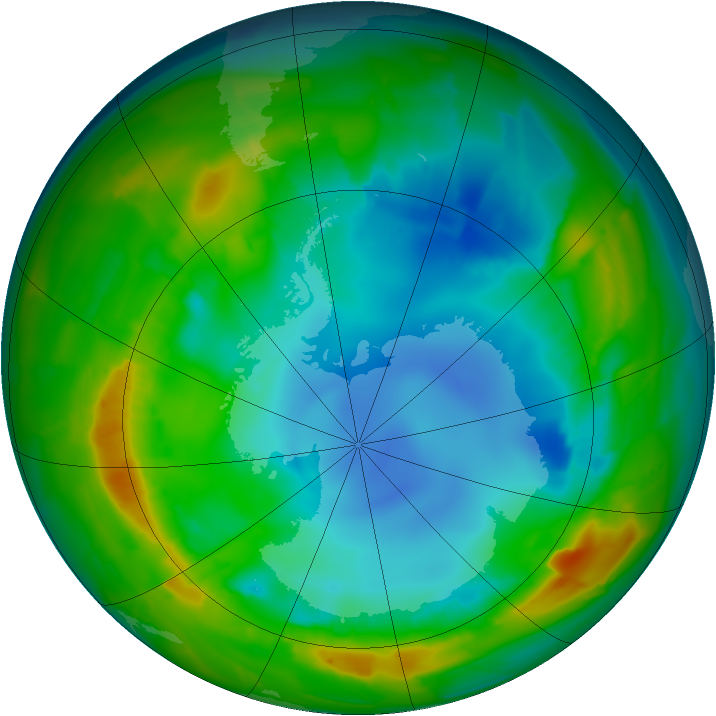 Antarctic ozone map for 07 August 2010